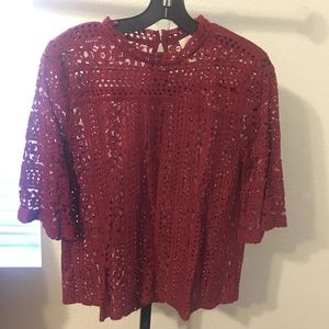 *2for1* Burgundy Lace LOFT Blouse PLUS cami
